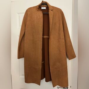 ZARA suede Basic Coat in Warm Camel